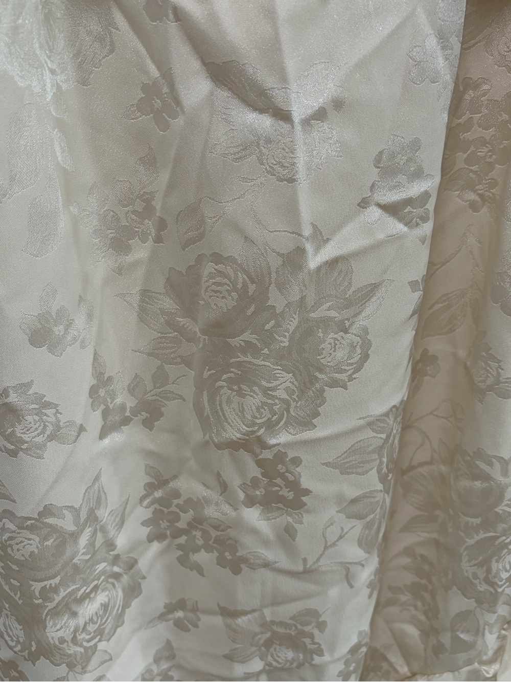 Lulus Modern Passion NWT size XL Ivory Floral Satin Jacquard Ruffled Midi Dress - Picture 7 of 12